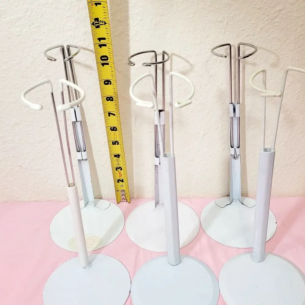 White Metal Doll Stands Fits 14